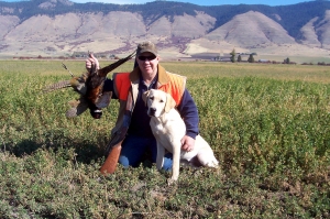 Spring, 8 months old, hunting with Dad